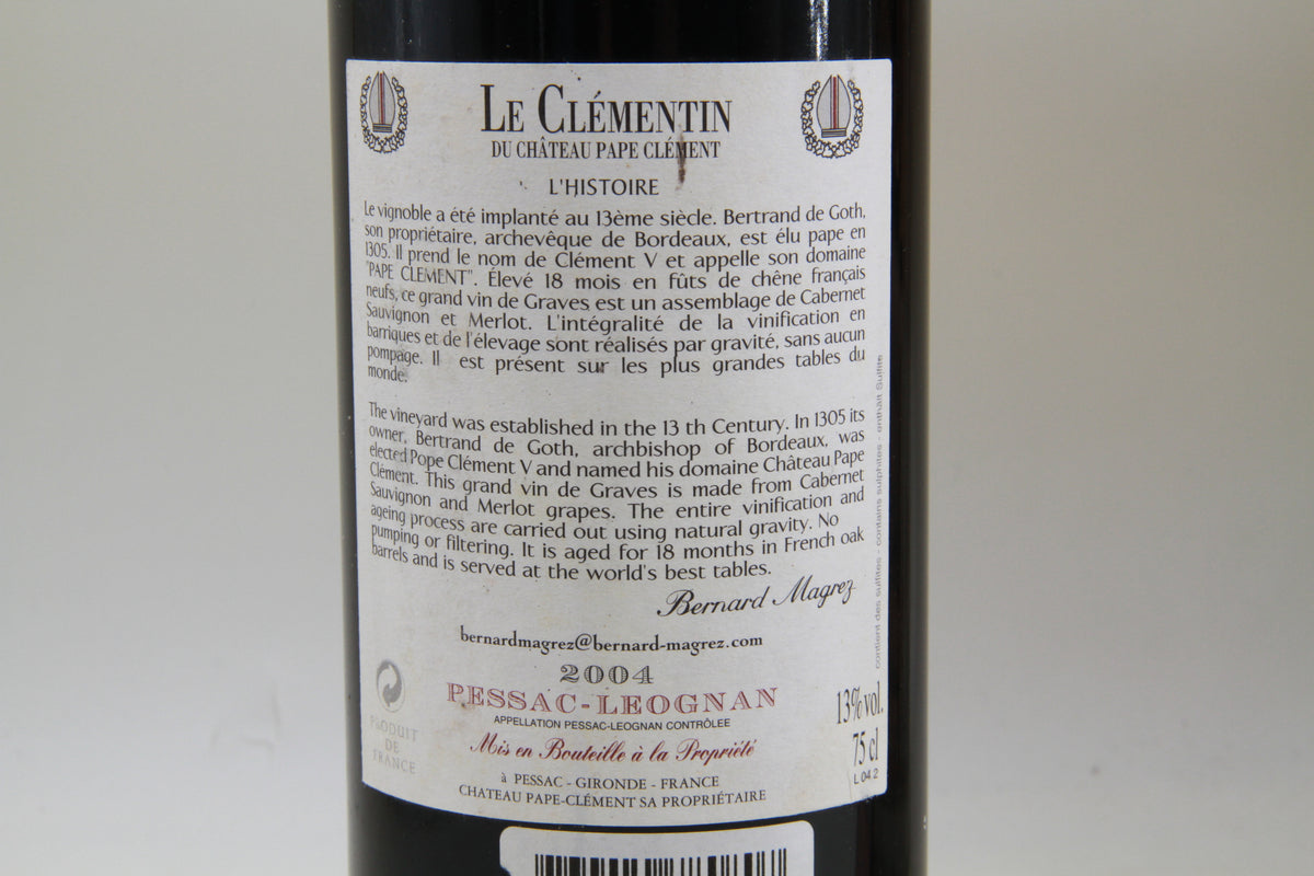 Le Clémentin du Chateau Pape Clément    Graves    2004