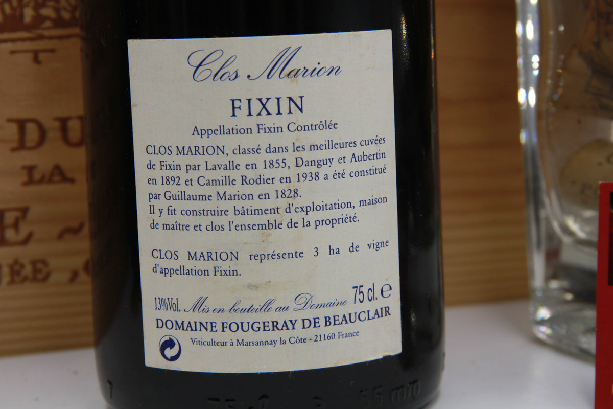 Fixin "Clos Marion"  – Domaine Fougeray de Beauclair.   1996