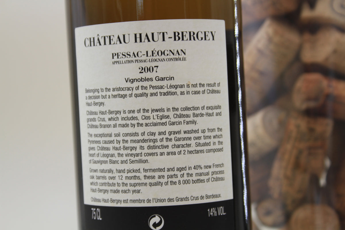 -Chateau Haut Bergey ** 2007** Pessac Léognan - Eric-Dixvins